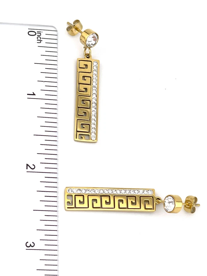 Hecho en Grecia Joyería Griega Llave Pendientes Oro Buena Suerte Regalo Graduación Foto 4 de 4