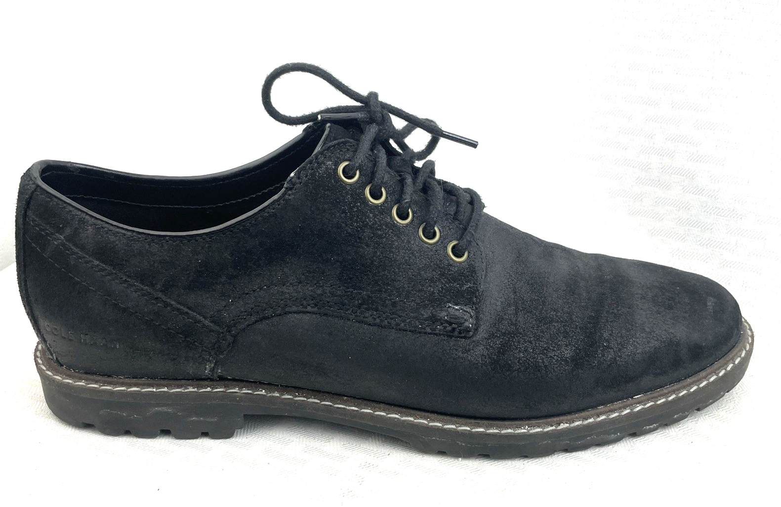 SAOLA Scarpe stringate derby Cole Haan da uomo taglia 9M Nathan nere scamosciate spazzolate C30072