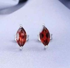 14K White Gold Plated 2Ct Marquise Cut Lab Created Red Ruby Stud Halo Earrings