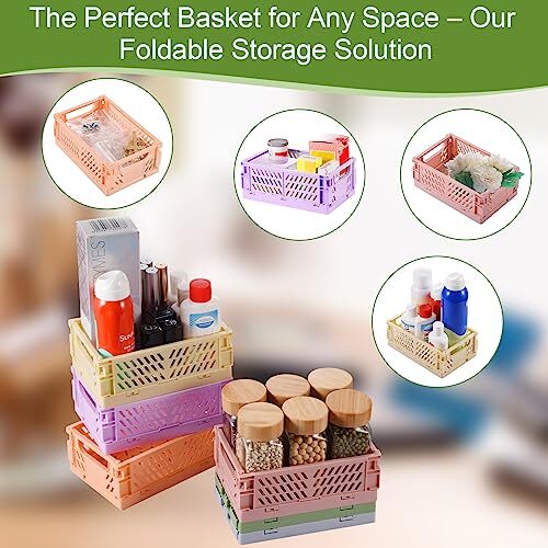6 Pack Stackable Plastic Storage Crates for Office Home Kitchen Bedroom - Picture 2 of 6