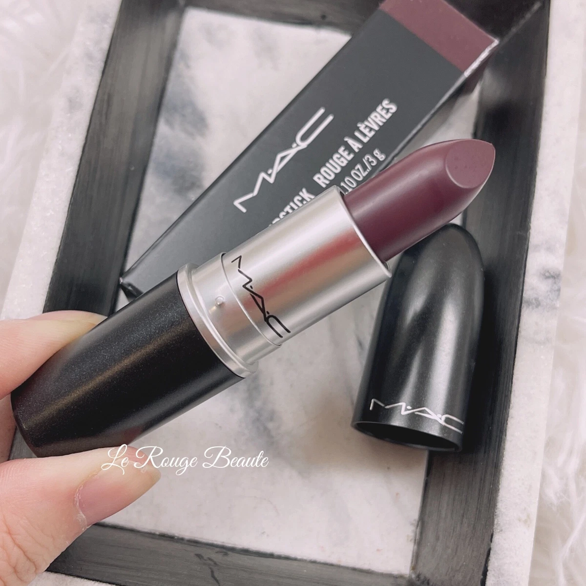 Gray 2024 purple lipstick