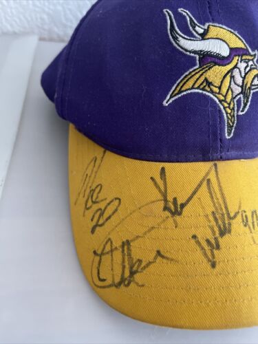 Gorra de béisbol autografiada firmada Reebok Minnesota Vikings gorra NFL RARA - Imagen 2 de 8