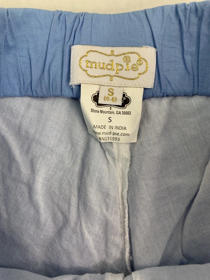 Mud Pie Women’s Size S (4-6) Eyelet Hem Blue Pajama Shorts - Image 4 of 4