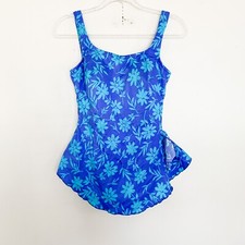 Maxine of Hollywood Vintage Swim Dress Floral Size 14 Molded Cups Tie Side