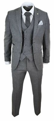 Costume 2 Pièces Tweed Gris Donegal Style Peaky Blinders - Veste & Pantalon, Occasion Parfait état