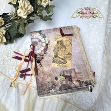 Handmade Junk Journal Antique  Vintage Embellished Memories Ephemera Luxe Large