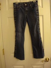 Girl's Arizona Jean Co Glitter  Rhinestones Boot Cut Jeans Size 8 1/2 Plus