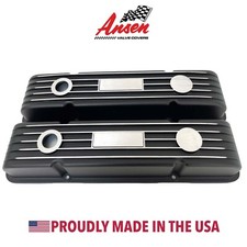 Small Block Chevy Classic Black Finned Valve Covers - Your Custom Design - Ansen