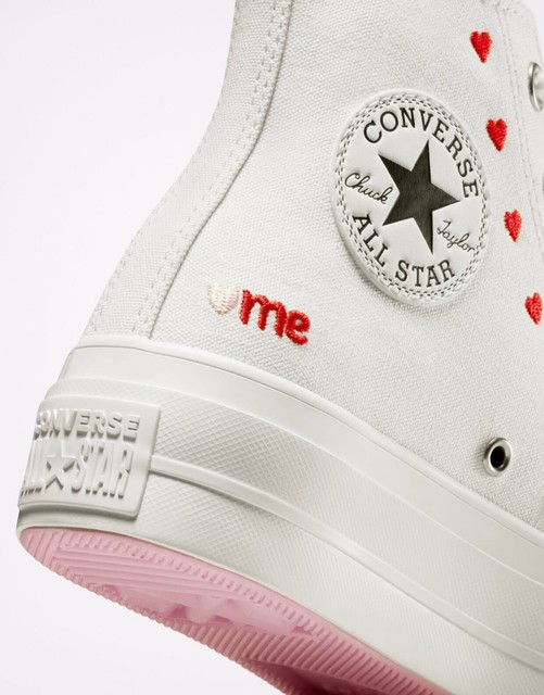 Size 6 - Converse Chuck Taylor All Star Lift Platform High Embroidered  Hearts - White 2022 for sale online | eBay