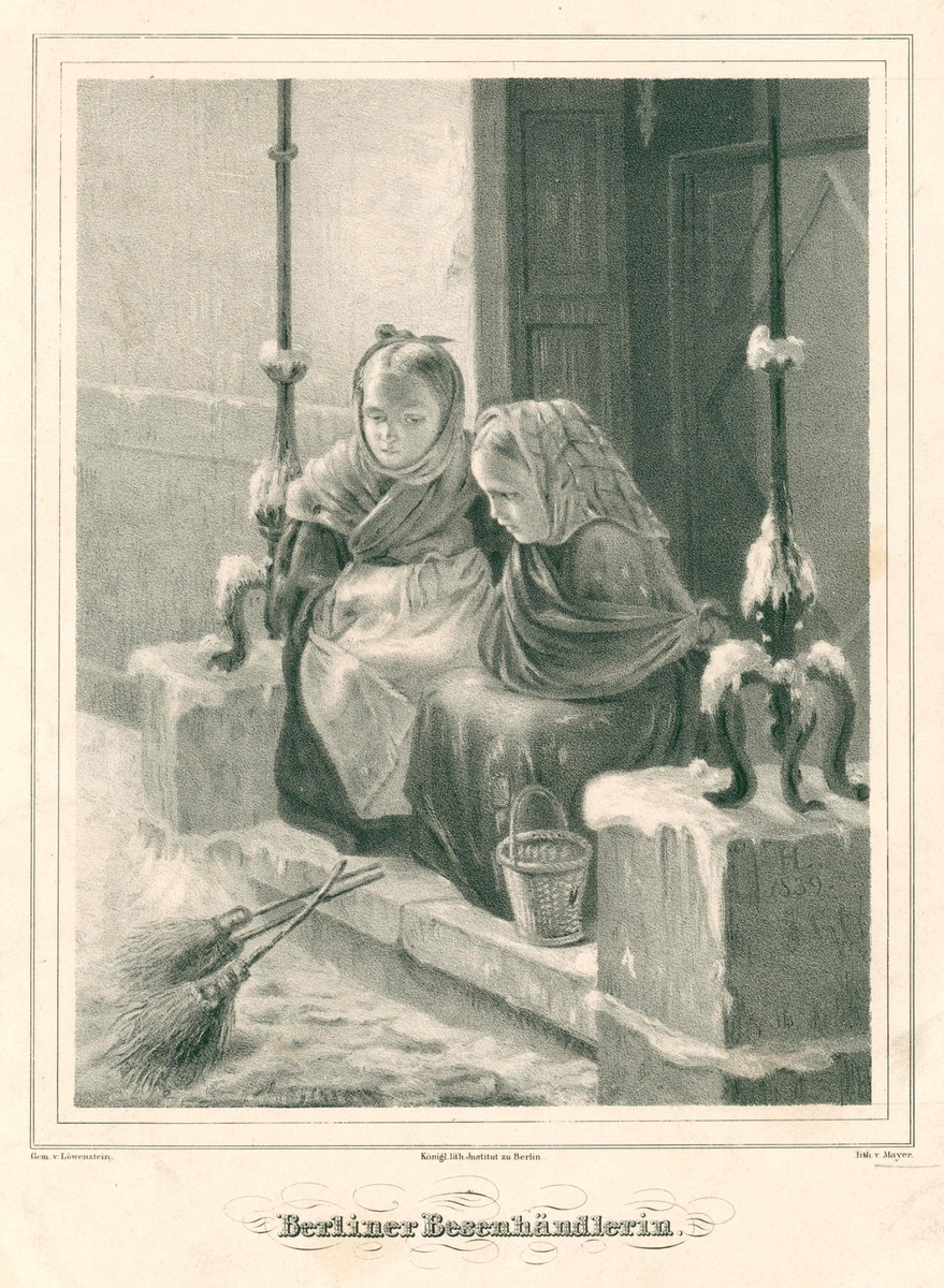 Berlino Professioni E Traffico Besenverkäufer Originale Litografia