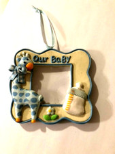 Baby Frame ornament, OUR BABY, new for a 2x 2 photo, 4 x 4 frame.