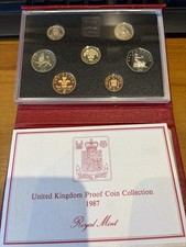 1987 - Royal Mint UK Proof Coin Set in Deluxe Red Leather RM Case