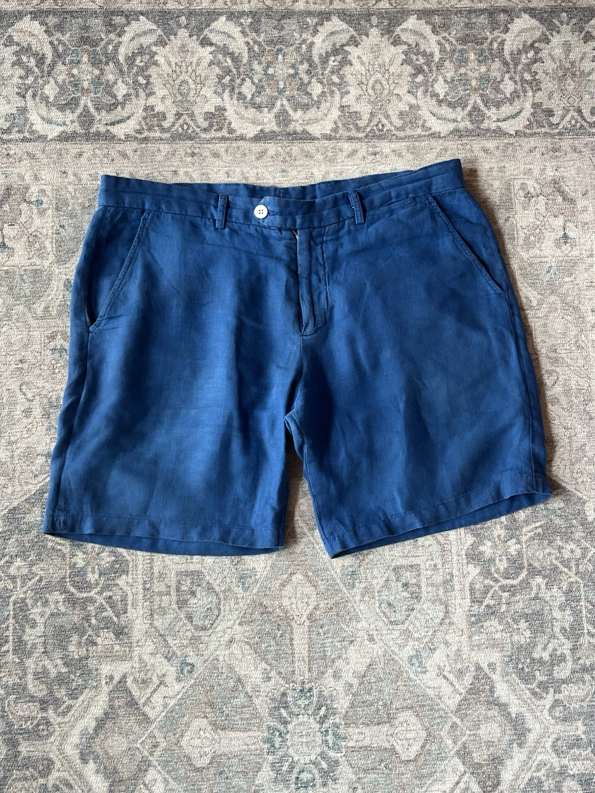 Drumohr Shorts Mens Size S Blue 100% Linen Made in Italy Resort Holiday