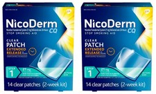 2-Pack NicoDerm CQ Nicotine Transdermal Patch, Step 1, 21mg, 14 Clear Patches