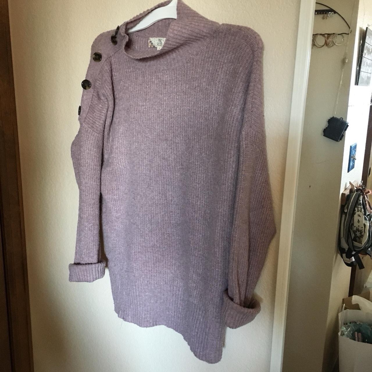 Purple Violet Light Sweater Solid Basic Cowl Turt… - image 1