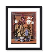 Country Irises Flowers Wall Decor Contemporary Picture Black Framed Art Print