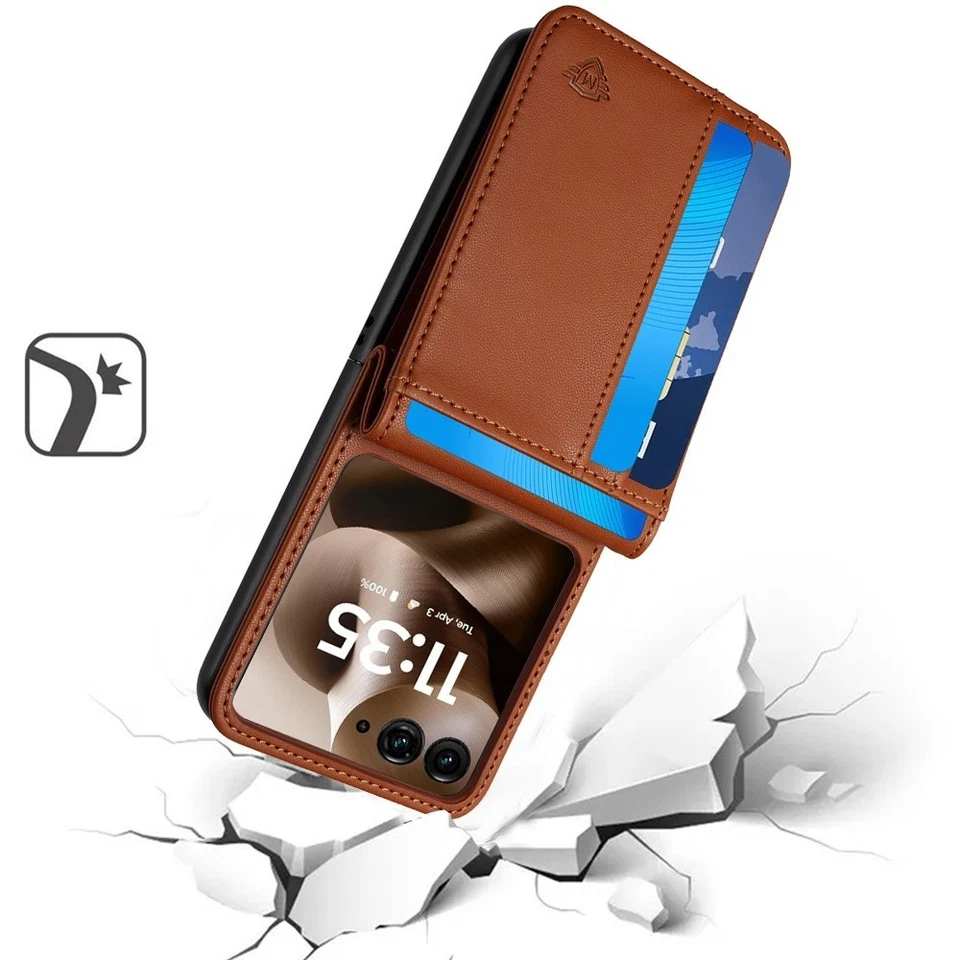 Funda para Motorola Razr 2024/+ Ultra 2025 Cuero Vegano Ranura para Tarjeta Billetera Soporte Foto 3 de 3