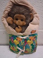 Pupazzo vintage Little Monkey Lost in Jungle Coperta 11" giocattolo morbido anni 90