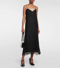 40IT - Prada Black Lace Slip Midi Dress - BNWT