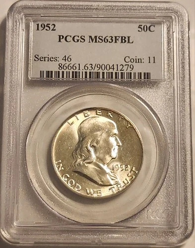 1952 Franklin Half Dollar PCGS MS63 FBL Full Bell Lines Silver 50C