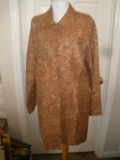 Vntg Women's Button-up Coat Madison Studio 10 60% rayon brown floral design (4A)