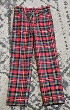 Vintage 1970s Kids Red Holiday Tartan Pants MANN Size 7