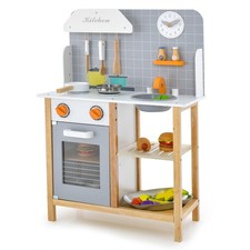 Wooden Kid's Play Kitchen Set Pretend Chef Cooking Toy w/ Cookware Accessories