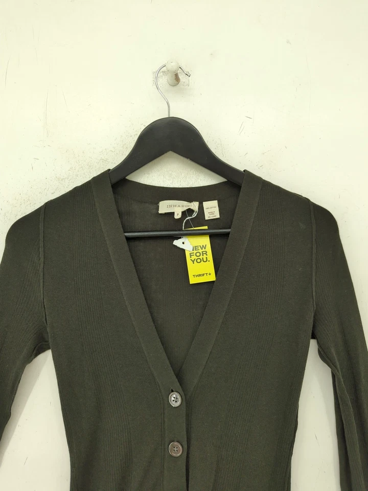 Cárdigan para mujer Inhabit S negro 100 % algodón cuello en V Foto 3 de 4