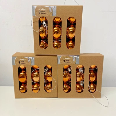 Wilko Decorations Pack of 9 x 40 mm Christmas Tree Baubles - Enchanted Bronze
