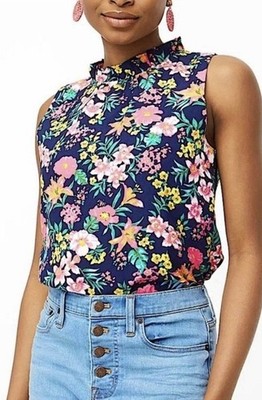 J Crew NWT Floral Mock Neck Sleeveless Top Women s XL Garden Party Flower