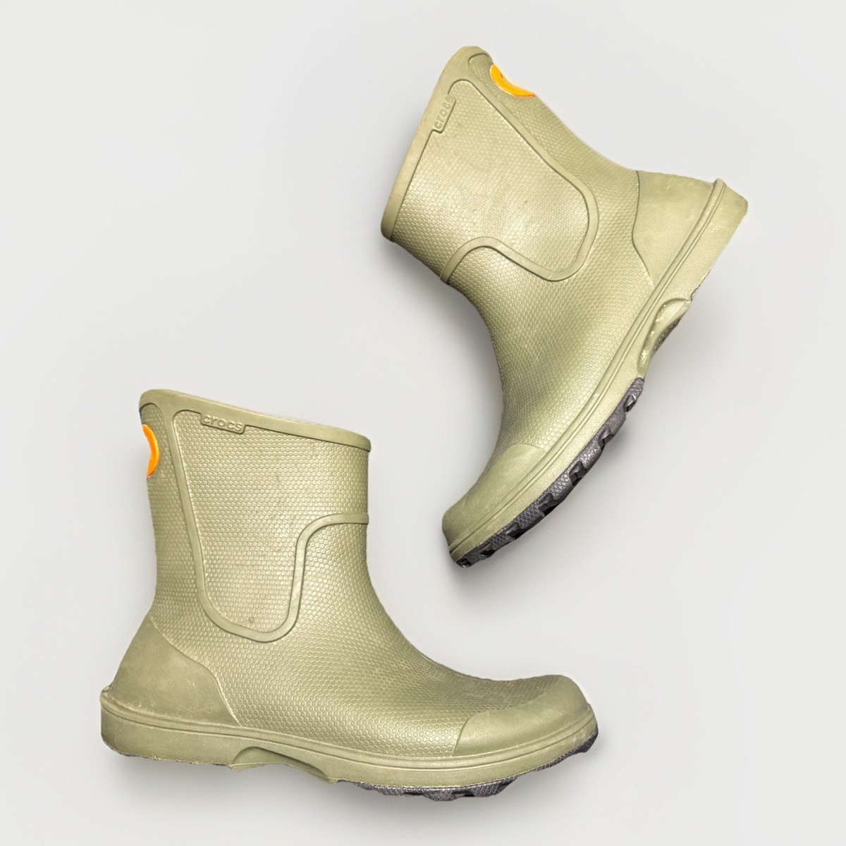 Crocs Green Rain Boots Mens Size Pull on tread heavy duty rain proof boots