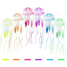 6 Pack Glowing Jellyfish Fish Tank Ornament Artificial Aquarium Decorations