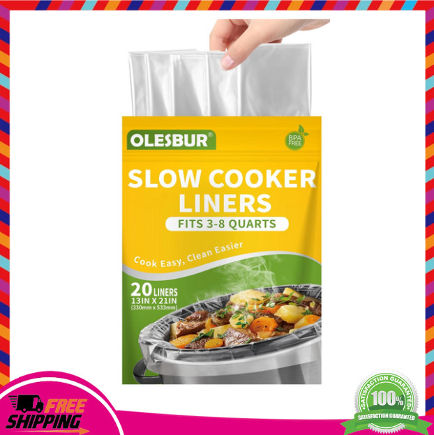 20 Pack BPA-Free Crockpot Liners 13"x21", Fits 3&ndash;8 QT Oval