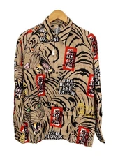 WACKO MARIA Long Sleeve Shirt L Rayon BEG Patterned