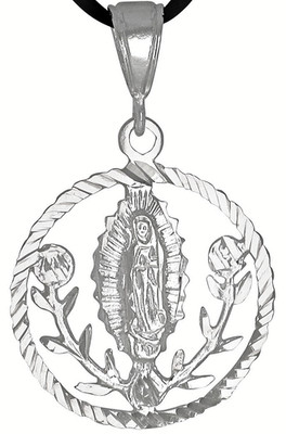 Sterling Silver .925 Virgin Mary Our Lady of Guadalupe D/C Pendant | Made in USA