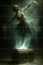 GHOST BALLERINA ART PRINT, Gothic Surreal Spirit Decor, Fantasy Halloween Poster
