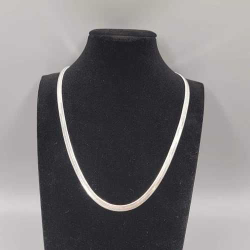 Vintage Herringbone Chain Necklace Silver Plated Estate Costume Jewelry 20"