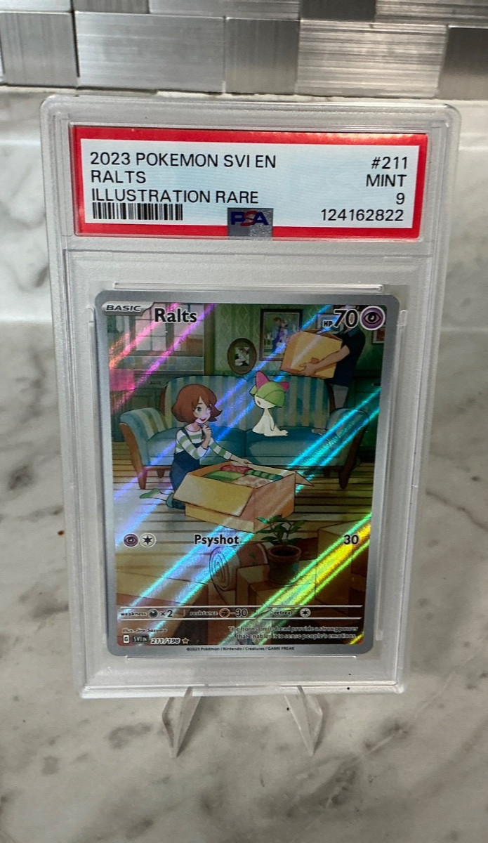 2023 Pokemon SVI en Ralts Illustration Rare PSA 9 Mint, 211/198 Scarlet & Violet