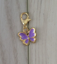 Purple Butterfly Charm Zipper Decoration Lobster Claw Clasp Keychain
