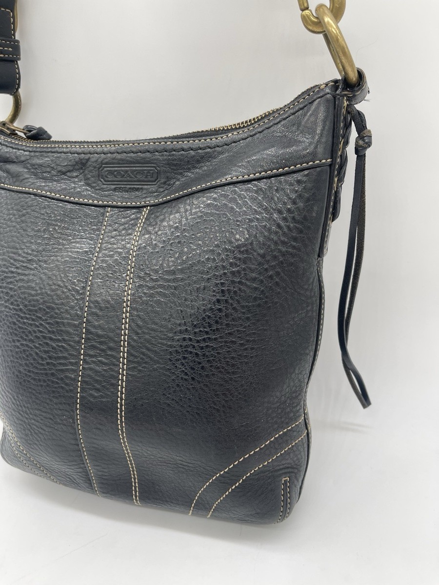 Vintage COACH Bleecker Crossbody Purse 10398 Black Leather Wide