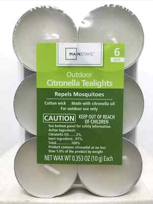 Citronella Tea Light Candle Outdoor 6 Pack Mainstays Home Essential Brands