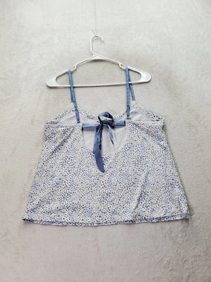 Camiseta sin mangas Jessica Simpson para mujer grande azul estampado de leopardo correa de espagueti lazo trasero Foto 2 de 4