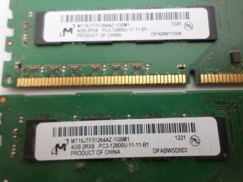 Samsung 8GB 2x4GB MT16JTF51264AZ-1G6M1 PC3-12800U 11-11-B1 1600Mhz DDR3 Tested - Image 2 of 4