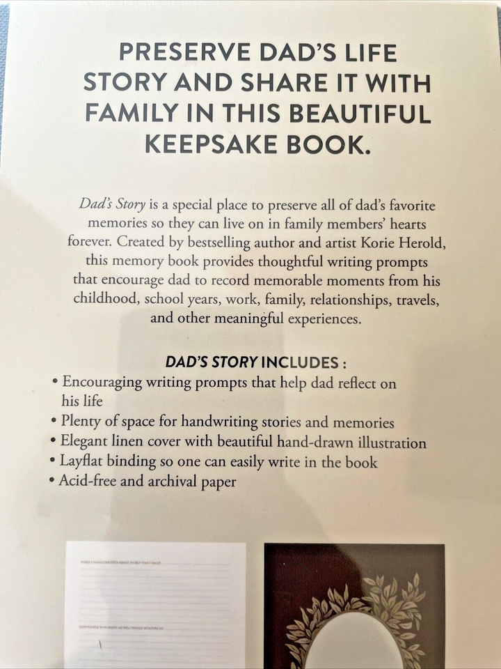 Dad's Story A Memory and Keepsake Journal for My Family Hardcover 2022