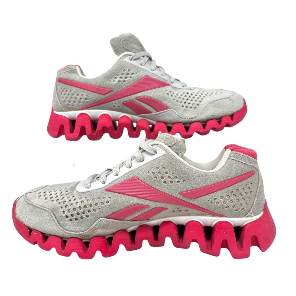 Reebok Womens 7 ZigTech Zig Pulse Running Shoes Gray Pink 1-V50675
