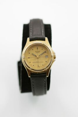 Pulsar Women Watch Stainless Steel Gold Leather Black Date  display picture 3
