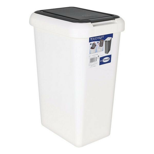 Grande poubelle plastique 45L blanche pour éliminer les sacs qui débordent
