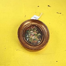 piccolo quadro dipinto su rame con cornice dorata vintage