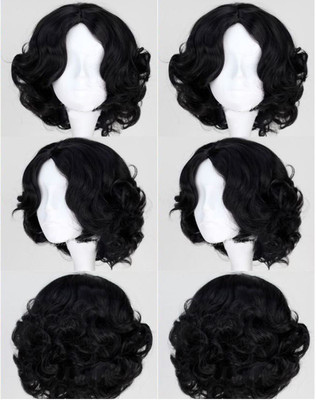 Princess Black Short Curly Wave Women Girl Cosplay Anime Hair Wig