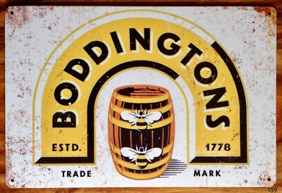 Boddingtons Bier Lager Bar Pub Schuppen Garage Männerhöhle Blechschild Ale Plakette Garten